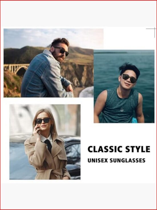 Polarized Sunglasses with UV Protection Retro Square Frame 54mm Lens